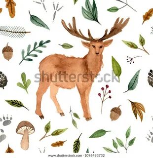 Поиск "fawn. forest deer. wild animals watercolor illustrati