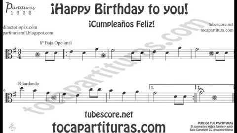 Happy Birthday Sheet Music for Viola in C clef - YouTube