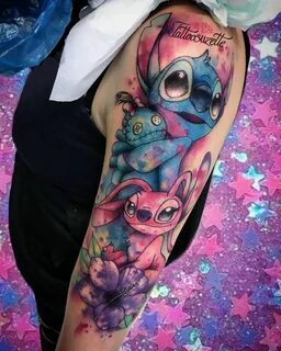 Stitch And Angel Couple Tattoo - Tattoos Concept