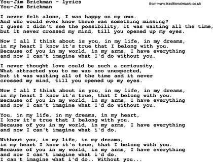 Love Song Lyrics for:You-Jim Brickman