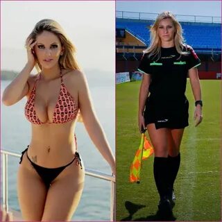 Brazilian hottie ref gets cheeky with player VID.
