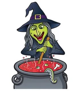 Witch Stirring Bubbling Cauldron Stock Illustrations - 9 Wit