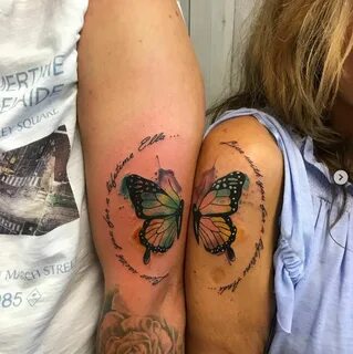 Butterfly couple tattoo by Black Sails Tatuajes de parejas, 