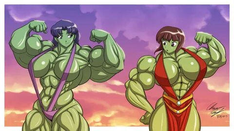 Misato Nabiki Hulk Flex-Off by LunarDiaries on DeviantArt