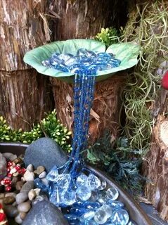 Fairy garden waterfall with beads Fairy furniture, Fairy gar