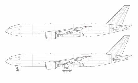 boeing 777f side view line blueprint Plane drawing, Boeing, 