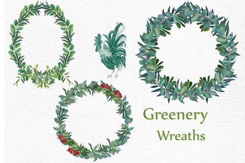 Watercolor Fern Wreaths clipart (27606) Illustrations Design
