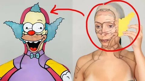 I Transformed into Krusty the Clown The Simpsons Makeup Tuto