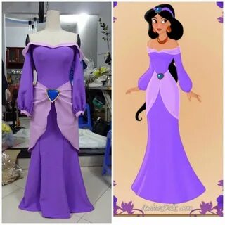 Purple Jasmine Jasmine Costume Disney Princess Cosplay Etsy 