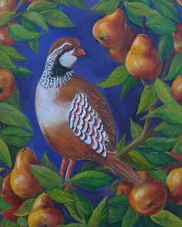 Partridge in a Pear Tree ORIGINAL Oil Painting by KristineKa