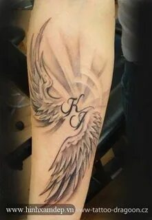 hinh xam thien than co chu Feather tattoos, Wings tattoo, Re