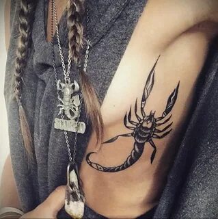 Scorpio sign tattoo on side boob