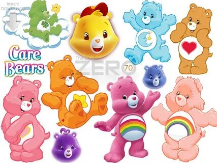 70 Care Bears Clipart Instant Download 300DPI Printable Iron