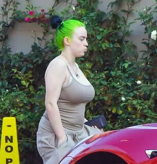 BILLIE EILISH with Bright Green Hair Out in Los Angeles 10/1