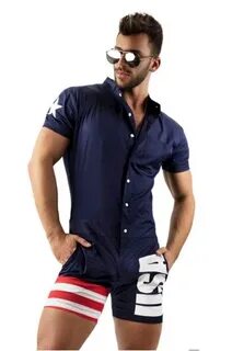 Mens American Flag Romper with USA Graphics American flag ro