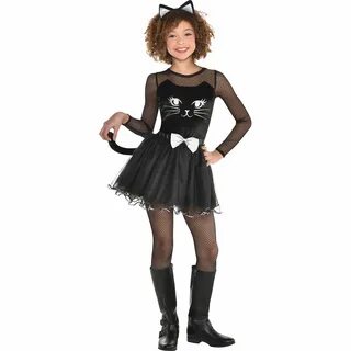 Черный кот платье Хэллоуин костюм для девочек, средний, вклю