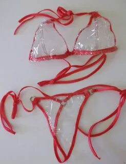 Женщины CLEAR PLASTIC G Струна Thong Бикини стороны связей Т