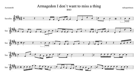 tubescore: Sax Sheet music for I don`t want to miss a thing 