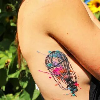 New Watercolour hot air balloon Tattoo !! Red Dragon Tattoo 