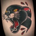 American Traditional Panther Head Tattoo by Christian Buckin