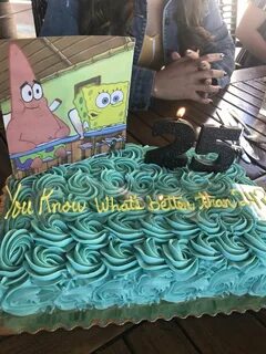Sponge bob birthday cake. "Do you know what’s better than tu