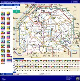 Paris bus route maps and timetables with city street plans