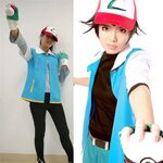 Gloves Hat Pokemon Ash Ketchum Trainer Costume Cosplay Shirt