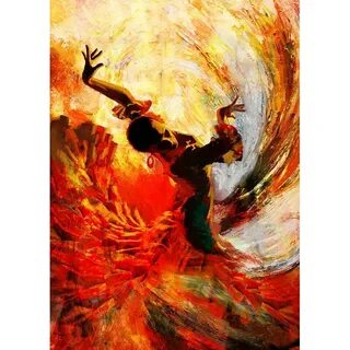 Artist Hand-painted Spanish Flamenco Dancer painting latina 