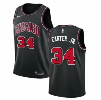 Mens Chicago Bulls #34 CARTER JR. Basketball Jersey Black
