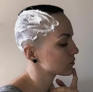 Pin auf Bald Women Covered in Shaving Cream 2