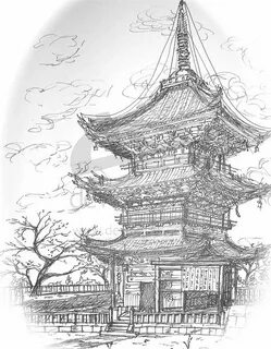 Pagode 01 Japanese temple tattoo, Japanese drawings, Pagoda