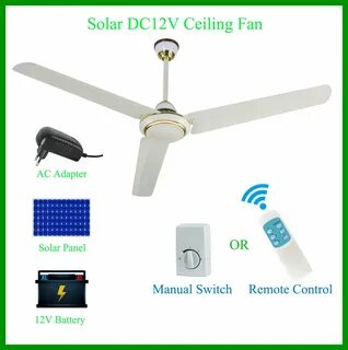 Big Power Solar DC 12V Ceiling Fan for Outdoor and Indoor Ventilation - China DC