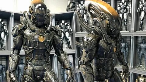 Astonishing Iron Man Alien Xenomorph Action Figure Mashup - 