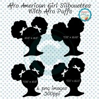 Afro Puffs Clip Art African American Girl Silhouette Etsy