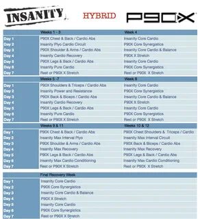 Insanity:P90X Hybrid Insanity workout schedule, Insanity wor