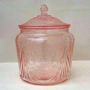 Depression Glass Cookie Jar - Pink Royal Lace Glass cookie j