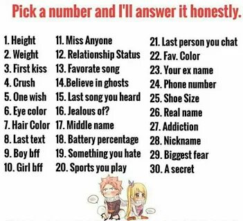 Random game! Pick a number and I'll answer it honestly! Pin 