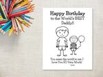 Birthday Coloring Printable Boy & Dad Birthday Card to Daddy