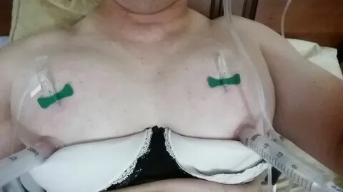 Saline inflation breast and balls - Fetish Porn Pic