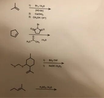 Solved 1) Bry/H20 HO-Br 2) Ca(OH)2 3) CH2OH /H Br /H20 Chegg