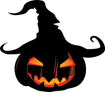 Scary Pumpkin With Witch Hat Clipart - Full Size Clipart (#4