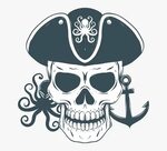 Skull Pirate Sticker Clip Art - Pirate Skull Clipart Png, Tr