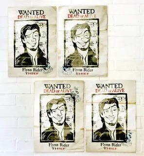 Flynn Rider Wanted Poster from Tangled Pack of 4 Etsy