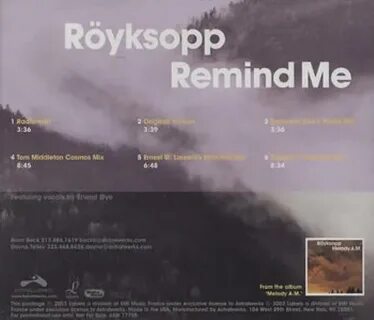 Royksopp Remind Me US Promo CD single (CD5 / 5") (259552)