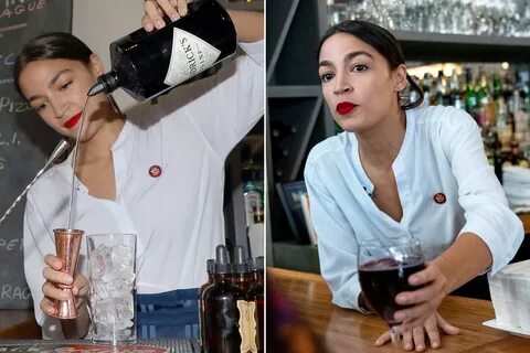 AOC goes back behind the bar in support of service workers