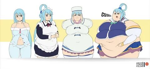 Konosuba Aqua and Genderbent Kazuma Weight Gain by Anastimaf