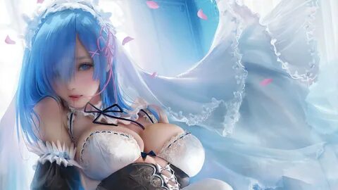 Anime Girl Beautiful Rem Re:Zero 4K Wallpaper #4.2733