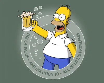 Скачать обои пиво, симпсоны, simpsons, гомер, homer, beer, М