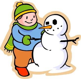 Free Weather Clipart - Boy Making A Snowman Drawing - (1337x