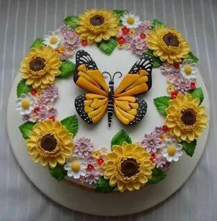 Flowers cake Spring cake, Sunflower cakes, Cake decorating